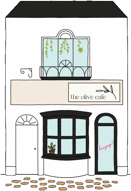 Drawing of The Olive Cafe shopfront